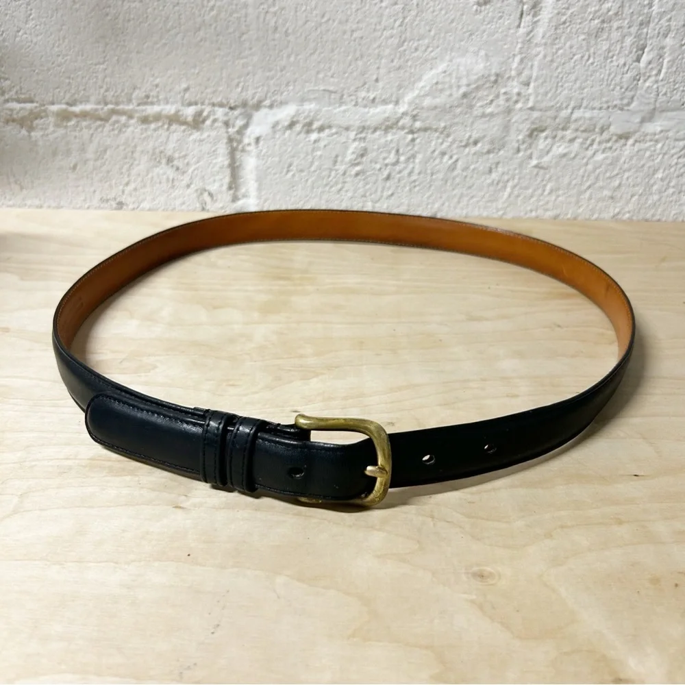 VTG COACH Black/Brown Tanned Cowhide Leather Belt #6600 Brass Buckle Sz 36”/90cm